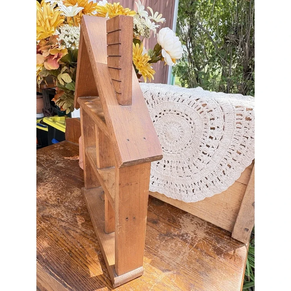Vintage Wooden House Shaped Trinket Shelf, Cottage Core Country Farmhouse, Decor